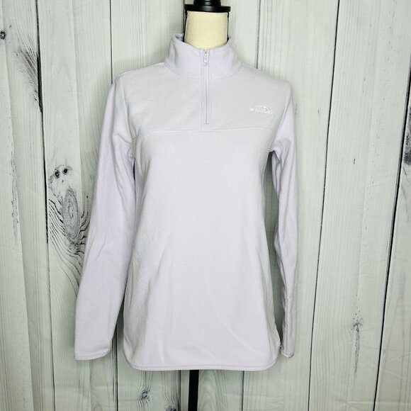 North Face Sweatshirt Womens Sz S Light Purple Fleece 1/4 Zip Pullover Outdoor - Picture 1 of 9